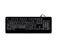 Clavier USB rétro-éclairé câblé, Clavier de Grand imprimé câblé des Lettres Jumbo Audacieuses Blanches Clavier rétro-éclairé Silencieux avec des Caractères Surdimensionnés 104