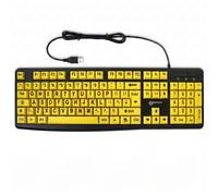 Geemarc Bedraad Nederlands Toetsenbord met Grote Zwarte Letters OP Brede Gele Toetsen - Hoog Contrast voor Slechtzienden - Compatibel met Windows - QWERTY-NL
