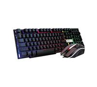 Claviers Jeux Clavier & Souris Combos Coloré Crack LED Illuminé Rétro-Éclairé USB Ergonomique Filaire PC Gaming Clavier + Souris