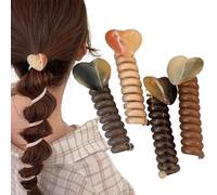 Clavins de cheveux en pour les femmes, bobines de cheveux en - Porte-queue de cheval bobine en sans dégâts,4x set élastique étendy bouclé mince casque pour les tresses en