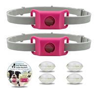 Clavya Tags for Dogs, Clavya Natural Collar for Dog, Waterproof & 100% Natural Ingredients, Adjustable Size, Fits Every Dog, for Rain, Mud, River, Swim (2Pcs,Pink)