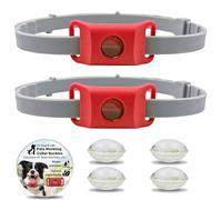 Clavya Tags for Dogs, Clavya Natural Collar for Dog, Waterproof & 100% Natural Ingredients, Adjustable Size, Fits Every Dog, for Rain, Mud, River, Swim (2Pcs,Red)