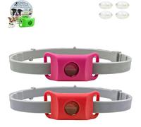 Clavya Tags for Dogs, Clavya Natural Tags Collar for Dog, 4 Months Long Lasting Protection Adjustable Size Pendant Tag, 100% Natural Ingredients, Waterproof, for Small Medium and Large Dogs (pink+red)