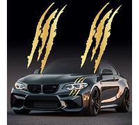 Claw Marks Lot de 2 autocollants en vinyle pour phares de voiture, rayures pour voitures de sport, or brossé, 40,1 cm