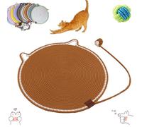 ClawLoom Double griffoir pour chat, 43/50 cm, réversible en corde de coton naturel, tapis à griffer rond avec balle jouet pour chat (kaki, taille M-43 cm)