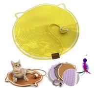 Clawloom Double griffoir pour chat, corde de coton naturel, tapis griffoir pour chat d'intérieur, grand lit Ca t avec jouet, soulage le stress (jaune)