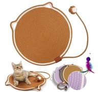 Clawloom Double griffoir pour chat, tapis à griffer pour chat, corde de coton naturel, pour chats d'intérieur, grand lit Ca t avec jouet, soulage le stress (marron)