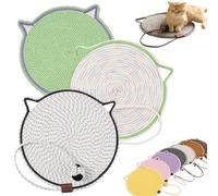 ClawLoom Dual Scratching Pad, 1/3Pcs Celery Pets Cat Scratcher Mat, Natural Cotton Rope Cat Scratching Mat, 17”/20” Dual Scratching Pad with Cat Toy, Protects Furniture (3Pcs C,17in)