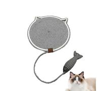 Clawloom Dual Scratching Pad, Natural Cotton Corde Scratch Mat à gratter pour Les Chats intérieurs, Chats de Grande Taille Cat Scratching Pad avec Jouet (Black with Fish, 42cm)