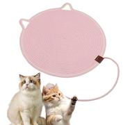 ClawLoom Dual Scratching Pad, Natural Cotton Rope Cat Scratching Mat, Large Cats Bed Scratching Mat with Ball Toy (Pink,60cm)