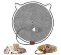 ClawLoom Dual Scratching Pad, Natural Cotton Rope Cat Scratching Mat, Scratching Pads for Indoor Cats with Cat Toy (Gray,Large)