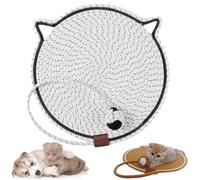 ClawLoom Dual Scratching Pad, Natural Cotton Rope Cat Scratching Mat, Scratching Pads for Indoor Cats with Cat Toy (White,Large)