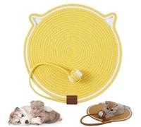 ClawLoom Dual Scratching Pad, Natural Cotton Rope Cat Scratching Mat, Scratching Pads for Indoor Cats with Cat Toy (Yellow,Large)
