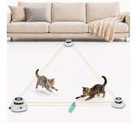 Clawtastic Jouet automatique pour chat d'intérieur, jouet interactif pour chat avec leurre à plumes mobiles, kit d'itinéraire au sol, jouet d'exercice rechargeable pour chat