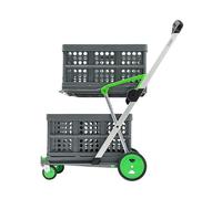 CLAX® Le Chariot d'achat innovant | Chariot d'achat | Chariot de Stockage | avec 2 boîtes Pliantes Aluminium Gris