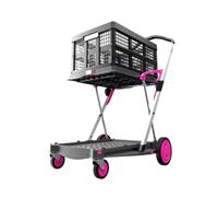 CLAX Le chariot pliable multifonction original fabriqu en Allemagne Chariot de courses pliable mobile avec caisse de rangement (rose)