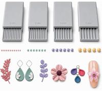 Clay Ball Maker Nails,3D Print Clay Gel Ball Maker Tool,Nail Art Bead Roller for 3D Gel Flowers,Polymer Clay Roller 2/3/4/5mm Sphere Shaper Roller Tool for Earrings & Jewelry Making,Round Beads,Gray