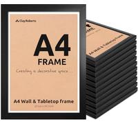 Clay Roberts A4 Photo Frame, Black, Pack of 12, Picture Frame, Certificate, Art Print Poster, 21cm x 29.7cm, Black Frames, A4 Photo Collage Gallery Display