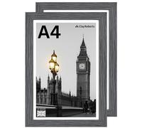 Clay Roberts A4 Photo Frame, Dark Grey, Pack of 2, Picture Frame, Certificate, Art Print Poster, 21cm x 29.7cm, Grey Frames, A4 Photo Collage Gallery Display