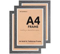 Clay Roberts A4 Photo Frame, Dark Grey, Pack of 3, Picture Frame, Certificate, Art Print Poster, 21cm x 29.7cm, Grey Frames, A4 Photo Collage Gallery Display