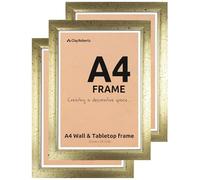 Clay Roberts A4 Photo Frame, Gold, Pack of 3, Picture Frame, Certificate, Art Print Poster, 21cm x 29.7cm, Gold Frames, A4 Photo Collage Gallery Display