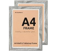 Clay Roberts A4 Photo Frame, Light Grey, Pack of 2, Picture Frame, Certificate, Art Print Poster, 21cm x 29.7cm, Grey Frames, A4 Photo Collage Gallery Display