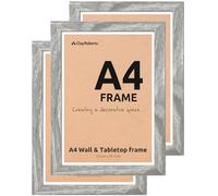 Clay Roberts A4 Photo Frame, Light Grey, Pack of 3, Picture Frame, Certificate, Art Print Poster, 21cm x 29.7cm, Grey Frames, A4 Photo Collage Gallery Display