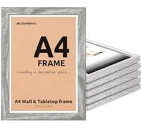 Clay Roberts A4 Photo Frame, Light Grey, Pack of 6, Picture Frame, Certificate, Art Print Poster, 21cm x 29.7cm, Grey Frames, A4 Photo Collage Gallery Display