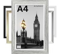 Clay Roberts A4 Photo Frame, Light Grey, Picture Frame, Certificate, Art Print Poster, 21cm x 29.7cm, Grey Frames, A4 Photo Collage Gallery Display
