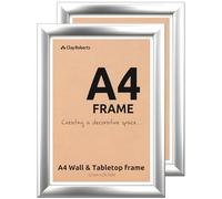 Clay Roberts A4 Photo Frame, Silver, Pack of 2, Picture Frame, Certificate, Art Print Poster, 21cm x 29.7cm, Silver Frames, A4 Photo Collage Gallery Display