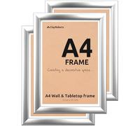 Clay Roberts A4 Photo Frame, Silver, Pack of 3, Picture Frame, Certificate, Art Print Poster, 21cm x 29.7cm, Silver Frames, A4 Photo Collage Gallery Display