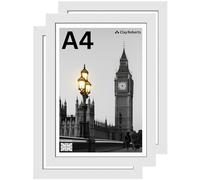 Clay Roberts A4 Photo Frame, White, Pack of 3, Picture Frame, Certificate, Art Print Poster, 21cm x 29.7cm, White Frames, A4 Photo Collage Gallery Display