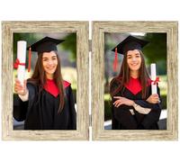 Clay Roberts Double Photo Picture Frame 6 x 4, Ash, Holds 2 Photographs, Twin Hinged 6x4 10 x 15 cm Brown Frames 6x4 Photo Frames, 4x6 Photo Collage Gallery Display