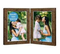 Clay Roberts Double Photo Picture Frame 6 x 4, Brown, Holds 2 Photographs, Twin Hinged 6x4 10 x 15 cm Brown Frames 6x4 Photo Frames, 4x6 Photo Collage Gallery Display