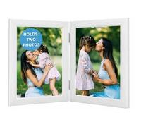 Clay Roberts Double Photo Picture Frame 6 x 4, White, Holds 2 Photographs, Twin Hinged 6x4 10 x 15 cm White Frames 6x4 Photo Frames, 4x6 Photo Collage Gallery Display