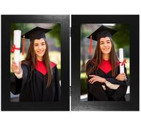 Clay Roberts Double Picture Frame 6 x 4, Black, Holds 2 Photographs, Twin Hinged 10 x 15 cm Frames, Photo Collage Gallery Display