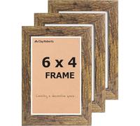 Clay Roberts Picture Frame 6 x 4, Brown, Pack of 3, Freestanding and Wall Mountable, 10 x 15 cm, 6x4 Picture Frames, Brown 6x4 Photo Frames, 4x6 Photo Collage Gallery Display