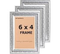 Clay Roberts Picture Frame 6 x 4, Silver Swirl, Pack of 3, Freestanding and Wall Mountable, 10 x 15 cm, 6x4 Picture Frames, Silver 6x4 Photo Frames, 4x6 Photo Collage Gallery Display