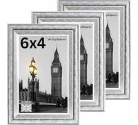 Clay Roberts Picture Frame 6 x 4, Silver Swirl, Pack of 3, Freestanding and Wall Mountable, 10 x 15 cm, 6x4 Picture Frames, Silver 6x4 Photo Frames, 4x6 Photo Collage Gallery Display