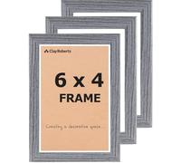 Clay Roberts Picture Frame 6 x 4, Slate, Pack of 3, Freestanding and Wall Mountable, 10 x 15 cm, 6x4 Picture Frames, Grey 6x4 Photo Frames, 4x6 Photo Collage Gallery Display
