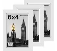 Clay Roberts Picture Frame 6 x 4, White, Pack of 3, Freestanding and Wall Mountable, 10 x 15 cm, 6x4 Picture Frames, White 6x4 Photo Frames, 4x6 Photo Collage Gallery Display