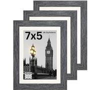 Clay Roberts Picture Frame 7 x 5, Dark Grey, Pack of 3, Freestanding and Wall Mountable, 13 x 18 cm, 7x5 Picture Frames, Grey 5x7 Photo Frames, 7x5 Photo Collage Gallery Display