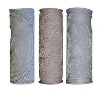 Clay Texture Roller, Pottery Pattern Tool, Ceramic Stamps, Bird Bee Whale Design, Wood Handle Precision Engraved Ideal for Handmade Crafts, 3.94x1.18x1.18 in