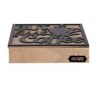 Clayre & Eef Boîte de rangement carrée en bois marron 24 x 24 x 5 cm