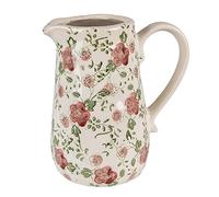 Clayre & Eef Bol décoratif 16x11x18 cm Rose Beige Céramique Fleurs Cruche d'eau