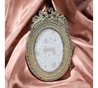 Clayre & Eef Cadre Photo Style Antique Or Vert Verre Baroque Ovale 23x14cm NEUF