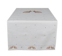 Clayre & Eef Chemin de table - 50 x 140 cm - En coton - Blanc/marron - Motif lapin