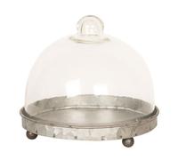 Clayre Eef cloche 6GL2492 en verre transparent avec base en fer gris 16x15 cm