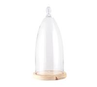 Clayre Eef cloche 6GL3006 en verre transparent avec base en bois 19x41 cm