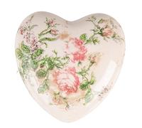 Clayre & Eef Décoration 11 x 11 x 4 cm - Rose beige - Fleurs en céramique - Figurine décorative - Accessoires pour la maison